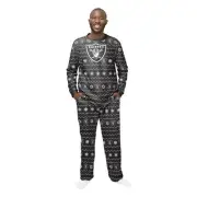 FOCO NFL Men's Las Vegas Raiders Team Logo 2 Piece Ugly Pajama Set