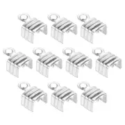 100Pcs 5x7.5mm Fold Over Cord Ends, Cord Tips Leather Rope End Caps Silver White