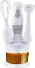2-Speed Hand Blender and Food Processor with Balloon Whisk (White) White