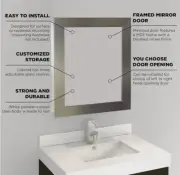 Zenna Home Surface Recess Mount Framed Mirror Medicine Cabinet 30x24" Reversible