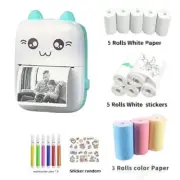 portable mini thermal label printer with 13 rolls pens and stickers
