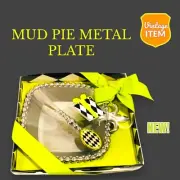 Vintage Mud Pie Metal Plate with diamond checkerboard Spreader. NIB!