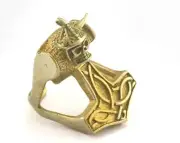 Viking Skull Ring Adjustable Ring Raw Brass (19mm 9US inner size) 2927