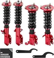 BDFHYK Coilovers Compatible with Toyota Corolla 1987-2002, Shock Absorber Replacement 4 PCS, Adjustable Height Coilovers Suspension Kit Lowering Kit, Black & Red