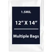 1.5Mil 12" X 14" | LDPE Clear Flat Poly Bags, Flexible & Durable | Multiple Bags