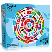 1000 Piece Age 12+ Kids Family National Flags Large Round Jigsaw Puzzle