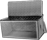 LABRIMP Non-woven Fabric Storage Bag Clothes Organizer Box Window Zipper Closure Portable Handles Collapsible Design for Bedroom