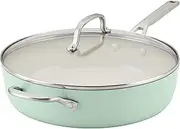 [KitchenAid] Hard Anodized Ceramic Nonstick Sauté Pan with Lid, 5 Quart, Pistachio