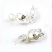 20 solid Sterling Silver Round Clam Shell Bead Tip Knot COVERs with 2 loops F98