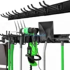 Garden Tool Organizer Wall Mount 48 Inch Black Metal Garage Storage Rack Heavy