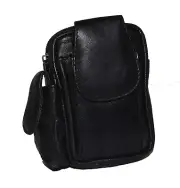 CIGRATTE CASE HOLDER BLACK WITH CELL PHONE AND LIGHTER POCKET GENUINE LEATHER