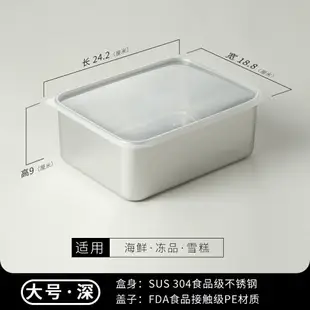 不鏽鋼料理盤 日式保鮮盒不鏽鋼帶蓋冰箱分類蔬菜盒子甜品盤收納料理牛排瀝水盤【HZ71733】