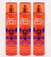 3 Bath & Body Works AGAVE PAPAYA SUNSET Fragrance Body Mist Spray RARE HTF