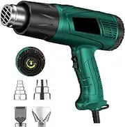 Heat Gun, Heavy Duty Hot Air Gun Kit Dual Temperature Settings, Fast Heat Hot Air Gun, 122℉~1112℉（50℃- 600℃） Overload Protection with 4 Nozzles for Crafts Shrink Tubing Wrap Crafts