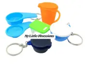 Tupperware New~Miniature Set of 5 ~Bowl & Steamer Keychains~ & Pitcher Magnets