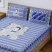 [LIVING ROOTS] Ethnic Print 100% Cotton Super King Size 95 * 100 Bedsheet with 2 Pillow Covers (29B)