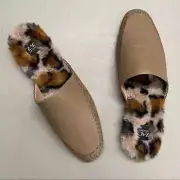 Zac Posen Shoe Winfield Faux Fur Shearling Mule Dune Nappa Leather Flat 8 NIB