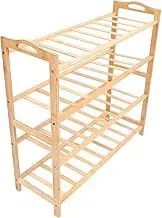 Yechiry 4 Tier Shoe Rack for Closet, Freestanding Wood Shoe Shelf, Stackable, Space Saving Rack Organizer for Entryway, Bedroom, Living Room, Balcony, Hallway, Garage