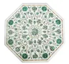 3'x3' Marble Dining Table Top Side table Malachite Floral Inlay Hallway Decor