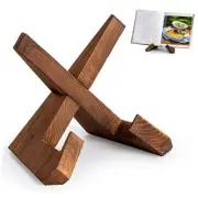 Cookbook Stand, Wooden Recipe Book Holder, Cook Book Stand for Kitchen Brown