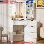 Dressing Table 10 LED Lighted Mirror 4 Drawers Vanity Table Makeup Desk Dresser