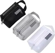 Finyoffiy 3pcs Portable Square Mesh Storage Bag, Zippered Cosmetic Bag, Small Coin Purse Travel Carry Pouch