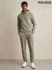 Reiss Sage Fabien Interlock Jersey Drawstring Hoodie (AP6316) | $240