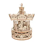 Robotime ROKR 3D Romantic Carousel Mechanical Music Box DIY Wooden Puzzle AMK62