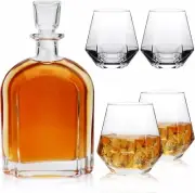 Whiskey Glasses Decanter Set Of 5 Glassware Drinking Tumblers Old Fashioned Bar