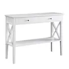 White Console Table with 2 Storage Drawers Hallway Entry Display Desk