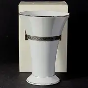 NORITAKE FESTIVITY PLATINUM FOOTED VASE, Porcelain, Platinum Encrusted, 6", NIB