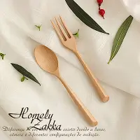 在飛比找Yahoo奇摩購物中心優惠-Homely Zakka 木趣食光自然木質餐具組(湯匙+叉子