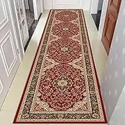 Hallway Runner Rug with Non-Slip Backing, Kitchen and Living Room Floor Mat, Retro Design,Door/Entrances/Office,0.6m x 1.5m