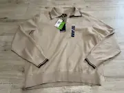Ben Sherman Men’s Size XL Long Sleeve Sweater Polo Tan Beige Punk Oi! Skinhead