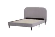 Design Square Boucle Fabric Modern Bed Frame With Headboard Queen Size - Light Grey