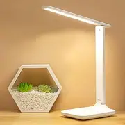 LED Desk Lamp, Rechargeable, Eye-Caring, Touch Control with USB Charging Port-Bedside Table Lamp for Reading, Study Lamp for Kids, Home, Office, Table Lamp for Computer/Desktop