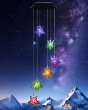 Solar Wind Chime for Outside Star Wind Chimes Outdoor/Indoor Birthday Gifts f...