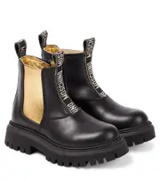 [Moschino Kids] Moschino Kids Logo leather Chelsea boots UK 13 black