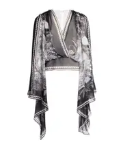 Printed chiffon blouse 40 black-white-blue