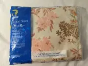 Danville Orange Brown Floral Double Fitted Sheet EARTHTONE FLOWERS VTG nos MCM