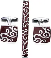 [DYCJLL] Tie bar Cufflinks black flower gift tie pin men black tie clip cufflinks products (Color : C)