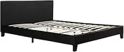 Priceworth Monica Queen Bed Frame, Plush Bedroom Furniture, Animal-Friendly Polyurethane Leather Upholstery, Spung-Type Slats, Malleable Foam, Easy Care, 79 H x 160 W x 212 D CM, Black
