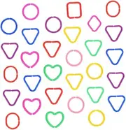 Abaodam 30pcs Geometric Buckle Chain Links Toy for Toddlers Montessori Toys Infants Sensory Cognition Game Plastic Linking Rings Set