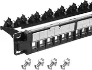 uxcell 1U Blank Key Stone Network 24-Port Patch Panel,19inch Rackmount or Wall Mount Shielded Patch Bay with Screw & Nut for Servers Network, Multi Terminal Services,Cable Management