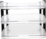 MINAOLULUS Desktop File Organizer Rack Multi Tier Paper Holder for Efficient Desk Storage for Office Bedroom and Classroom Transparent Color Space Saving Design
