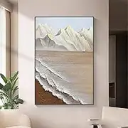 Hand-Painted Oil Painting - Modern Large Size Canvas Wall Art Extremely Waves Mountain Scenery Painting,Sofa Background Living Room Bedroom Home Decorations,As Shown,100 X 180Cm(40''X72'')