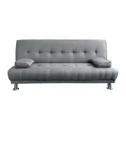 [Laura Hill] Sarantino 3 Seater Linen Sofa Bed Couch Lounge Futon Light Grey
