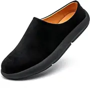 [LCQL] Men Breathable Slides Slipper Leather Mules and Clog Summer Outdoor Indoor Flat Loafers Size 7-12