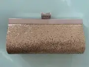 Lulu Townsend Glitter Frame Gold Clutch w/ concealable chain link strap NWT