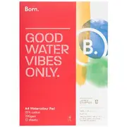 Born 25% Cotton A4 Watercolour Pad 200gsm 12 Sheets